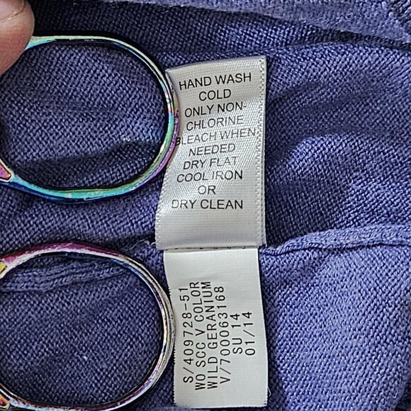 Banana Republic Sweater Men M Purple V Neck LS Silk Cotton Cashmere Blend FLAW - Picture 12 of 13